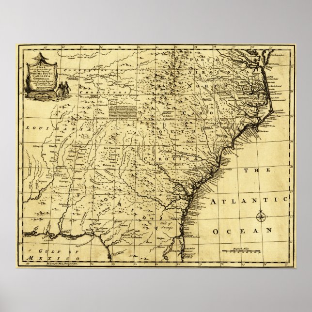 North and South Carolina & Georgia - Panoramic Poster (Framsidan)