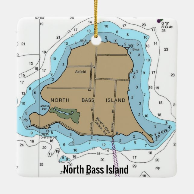 North Bass Island Sjö Erie-diagram Julgransprydnad Keramik (Baksida)