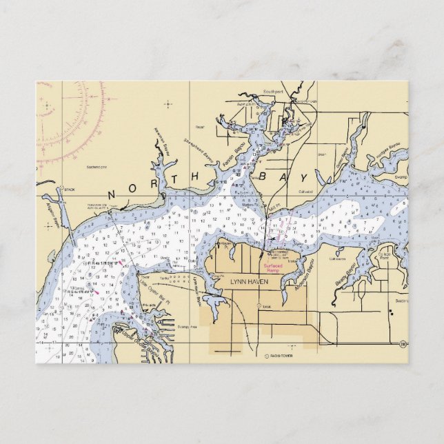 North Bay Lynn Haven, Florida Nautical Chart Card Vykort (Framsida)