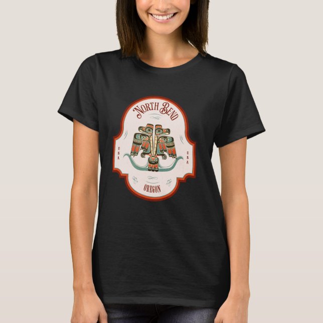 North Bend OR Thunderbird Totem Stillahavskusten  T Shirt (Framsida)