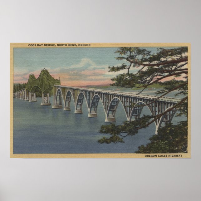 North Bend, Oregon - Coos Bay Bridge View Poster (Framsidan)