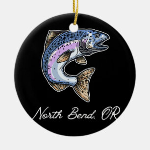 North Bend Oregon Cute Silvers Coho Salmon Julgransprydnad Keramik