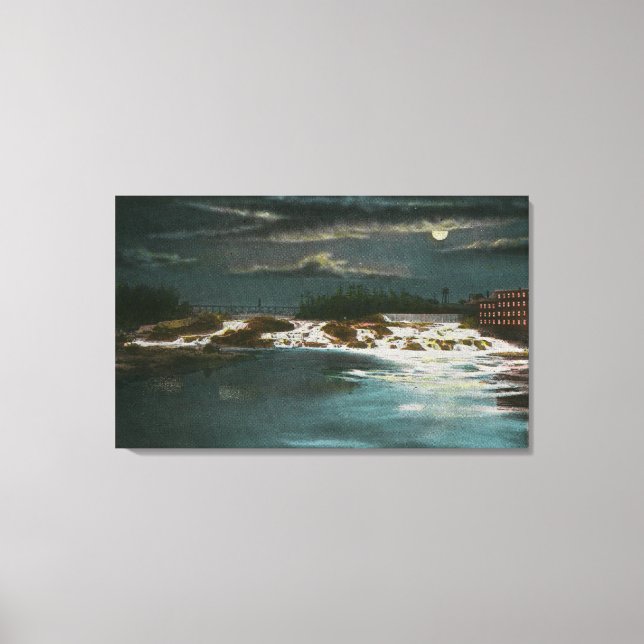 North Bridge View of the Falls at Night Canvastryck (Framsida)