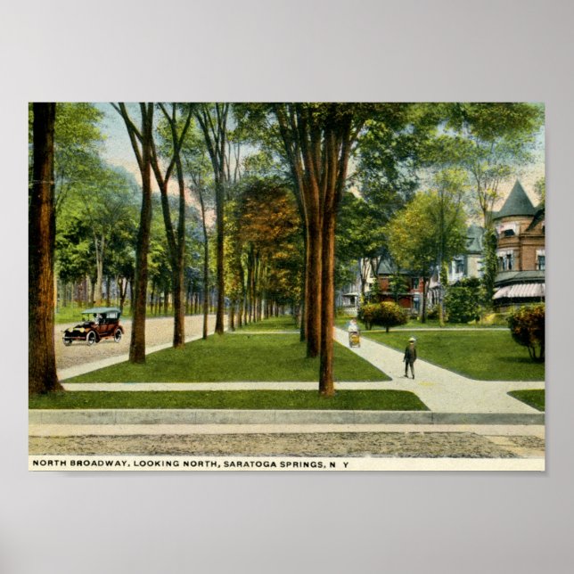 North Broadway, Saratoga Vår, NY Vintage Poster (Framsidan)