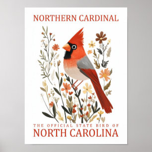 North Cardinal Bird of North Carolina USA Poster