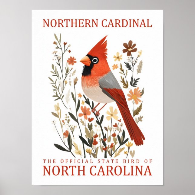 North Cardinal Bird of North Carolina USA Poster (Framsidan)