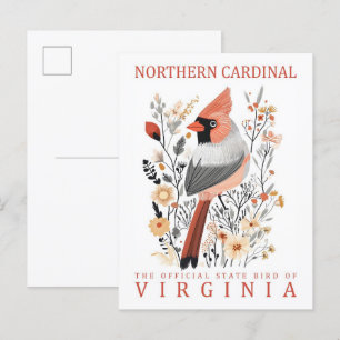 North Cardinal Bird of Virginia Travel Vykort