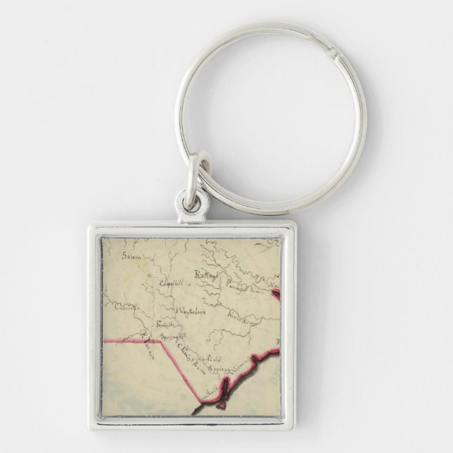 North Carolina 7 Fyrkantig Silverfärgad Nyckelring (Framsidan)