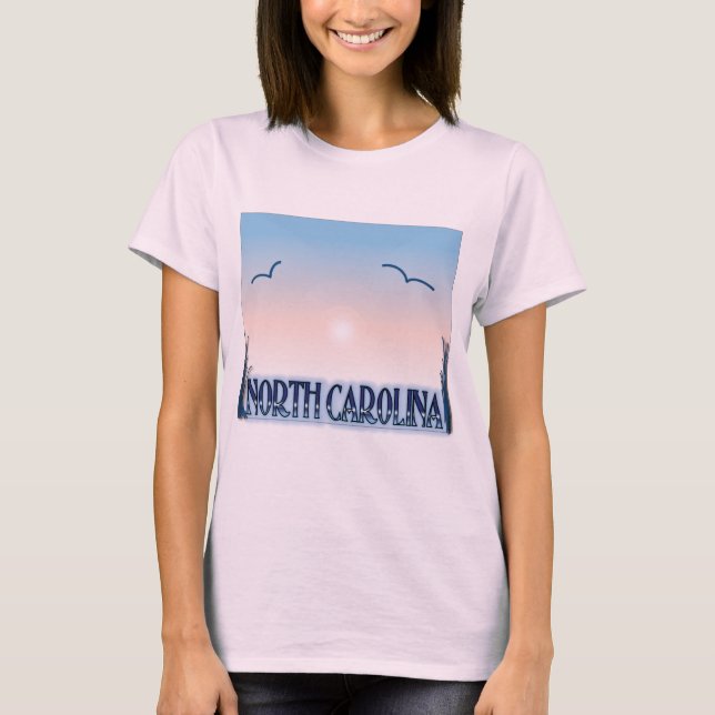 North Carolina Airbrushsolnedgång Tee (Framsida)