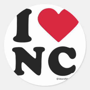 NORTH CAROLINA - "ÄLSKAR JAG NC," "SOM JAG ÄLSKA RUNT KLISTERMÄRKE