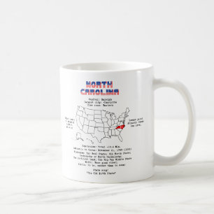 North Carolina American State på en karta och närm Kaffemugg