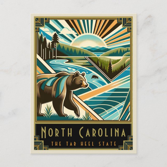 North Carolina | Art Deco Vykort (Framsida)