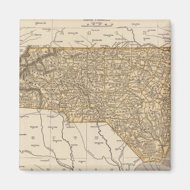 North Carolina Atlas Karta Magnet (Framsidan)