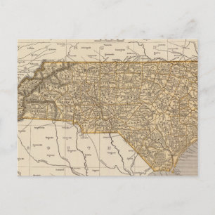 North Carolina Atlas Karta Vykort