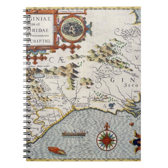 North Carolina betitlat 'Virginiae objekt et Anteckningsbok Med Spiral (Framsidan)