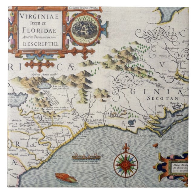 North Carolina betitlat 'Virginiae objekt et Kakelplatta (Framsidan)