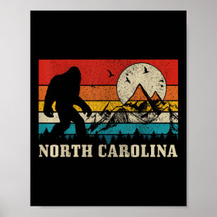 North Carolina Bigfoot Vintage Berg Hiking Ca Poster