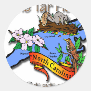 North Carolina blått Tarhälet statliga BirdFlowe Runt Klistermärke