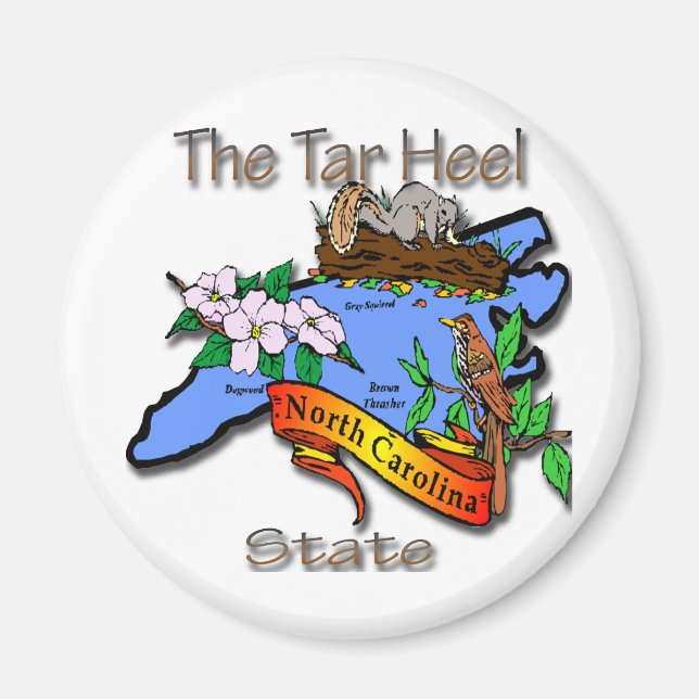 North Carolina Blue - Tjära Heel State BirdFlower Magnet (Framsidan)