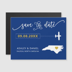 North Carolina Bröllop spara datum Card, Karta Magnetisk Inbjudningskort