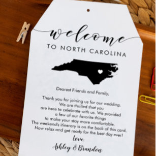 North Carolina Bröllop Välkommen Märkre Itinerary