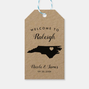 North Carolina Bröllop Welcome Bag Gift Märkres Presentetikett