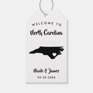 North Carolina Bröllop Welcome Bag Märkre, Karta Presentetikett