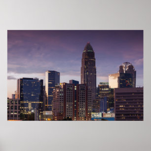 North Carolina, Charlotte, upphöjd vy Poster