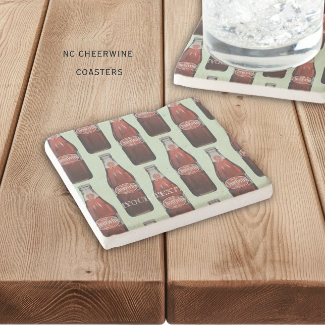 North Carolina Cheerwine Stone Coaster Stenunderlägg (Nostalgic Cheerwine soda from North Carolina, personalized coasters)