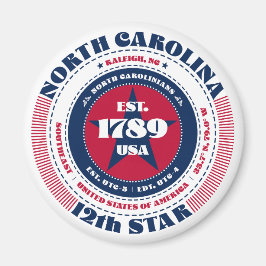 North Carolina Circle Typography Souvenir Magnet