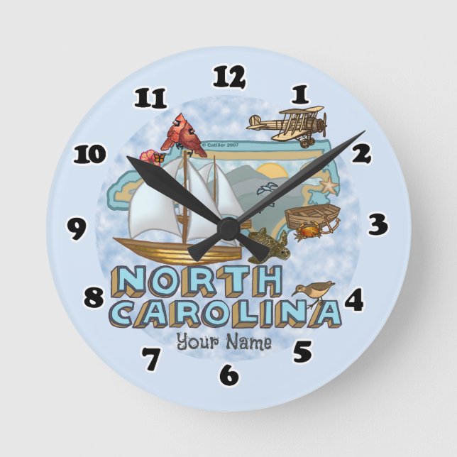 North Carolina Clock Rund Klocka (Framsida)