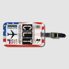 North Carolina CLT Luggage Tag Bagagebricka