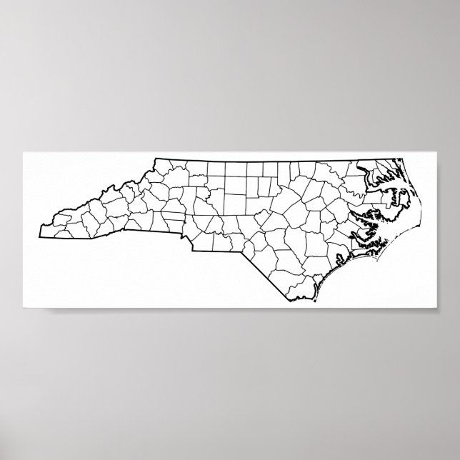 North Carolina Countyn Blank Outline Karta Poster (Framsidan)