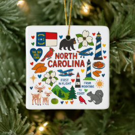 North Carolina Custom Family Trip Christmas Julgransprydnad Keramik