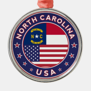 North Carolina-dekal, telefonfodral, tote-väska Julgransprydnad Metall