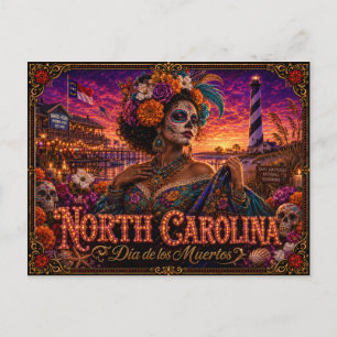 North Carolina Día de los Muertos Retro Vykort