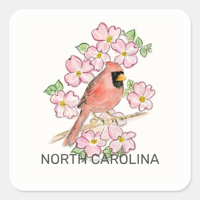 North Carolina-fågelblomma Fyrkantigt Klistermärke (Framsida)