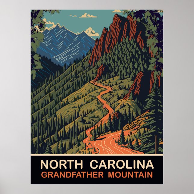 North Carolina, Farfaderns berg, Resa Poster (Framsidan)