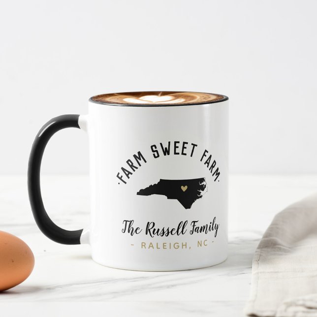 North Carolina Farm Sweet Farm Family Monogram Mug Mugg (Skapare uppladdad)