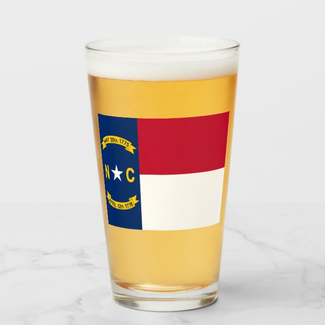 NORTH CAROLINA FLAGGA GLASKOPP (Framsida fylld)