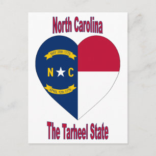 North Carolina Flagga Heart Vykort