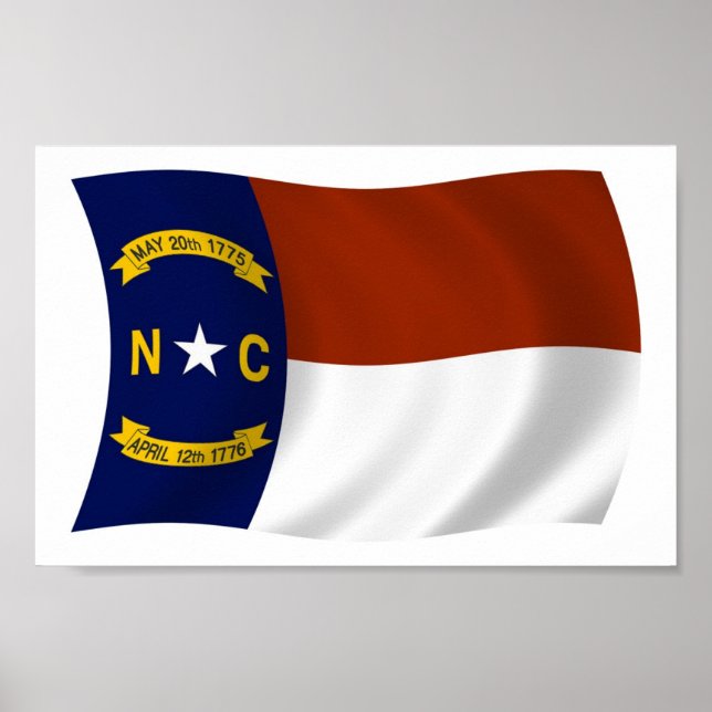 North Carolina Flagga Poster Skriv ut (Framsidan)