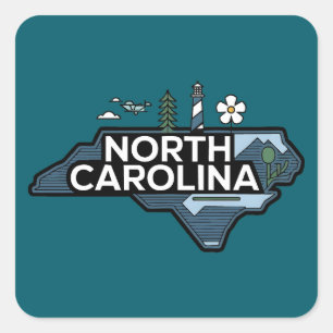 North Carolina, Förenta staterna Fyrkantigt Klistermärke