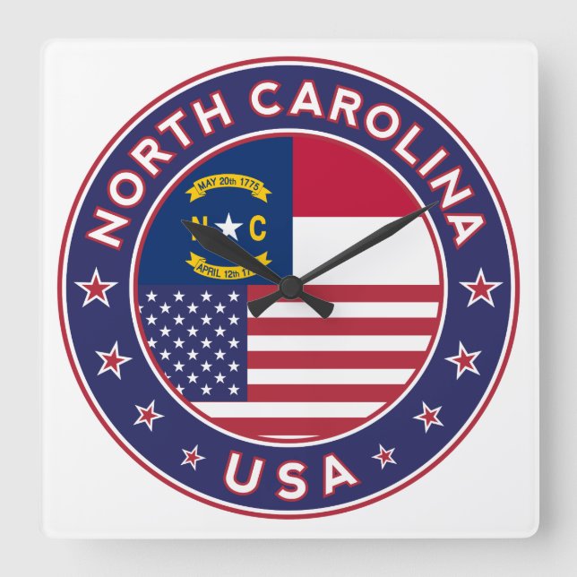 North Carolina Fyrkantig Klocka (Framsida)