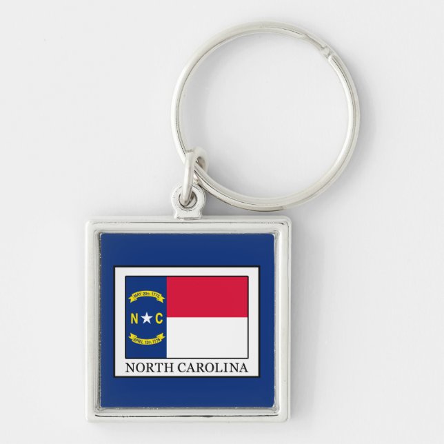 North Carolina Fyrkantig Silverfärgad Nyckelring (Framsidan)