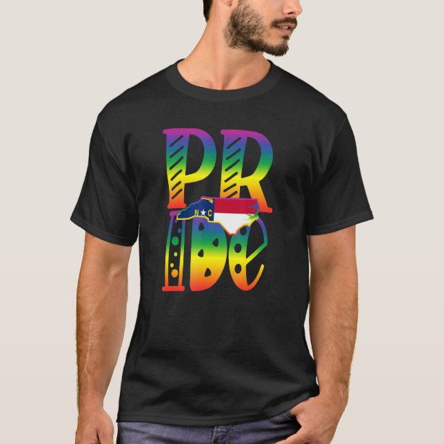 North Carolina Gay pride i Block Brev T Shirt (Framsida)