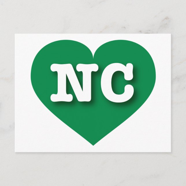 North Carolina Grönt Heart - I kärlek NC Vykort (Framsida)