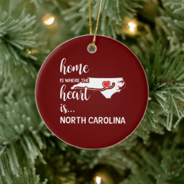 North Carolina Home är där hjärtat finns Julgransprydnad Keramik