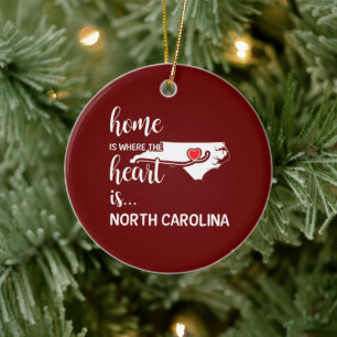 North Carolina Home är där hjärtat finns Julgransprydnad Keramik