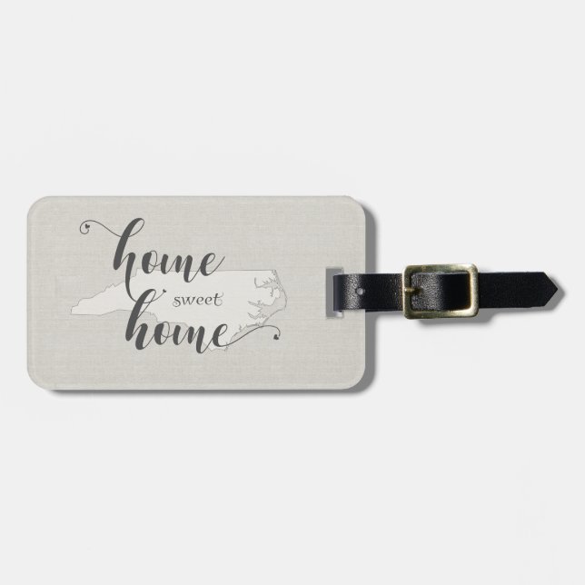 North Carolina - Home Sweet Home burlap-look Bagagebricka (Horisontell Framsida)